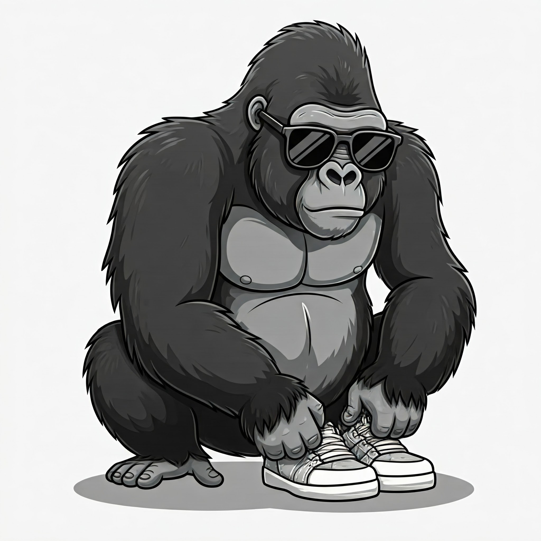 A Blind Ape Trying on Shoes
