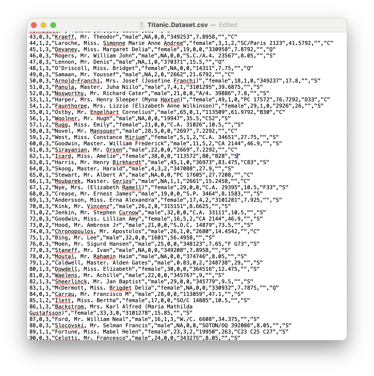 A Screenshot showing How to Clean up `Titanic.Dataset`