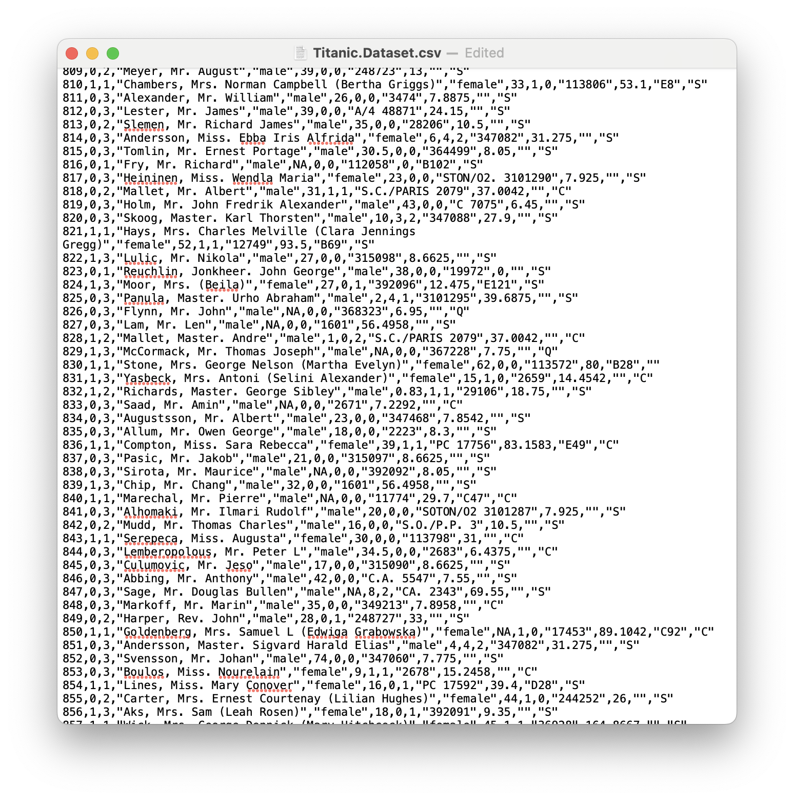 A Screenshot showing How to Clean up `Titanic.Dataset`
