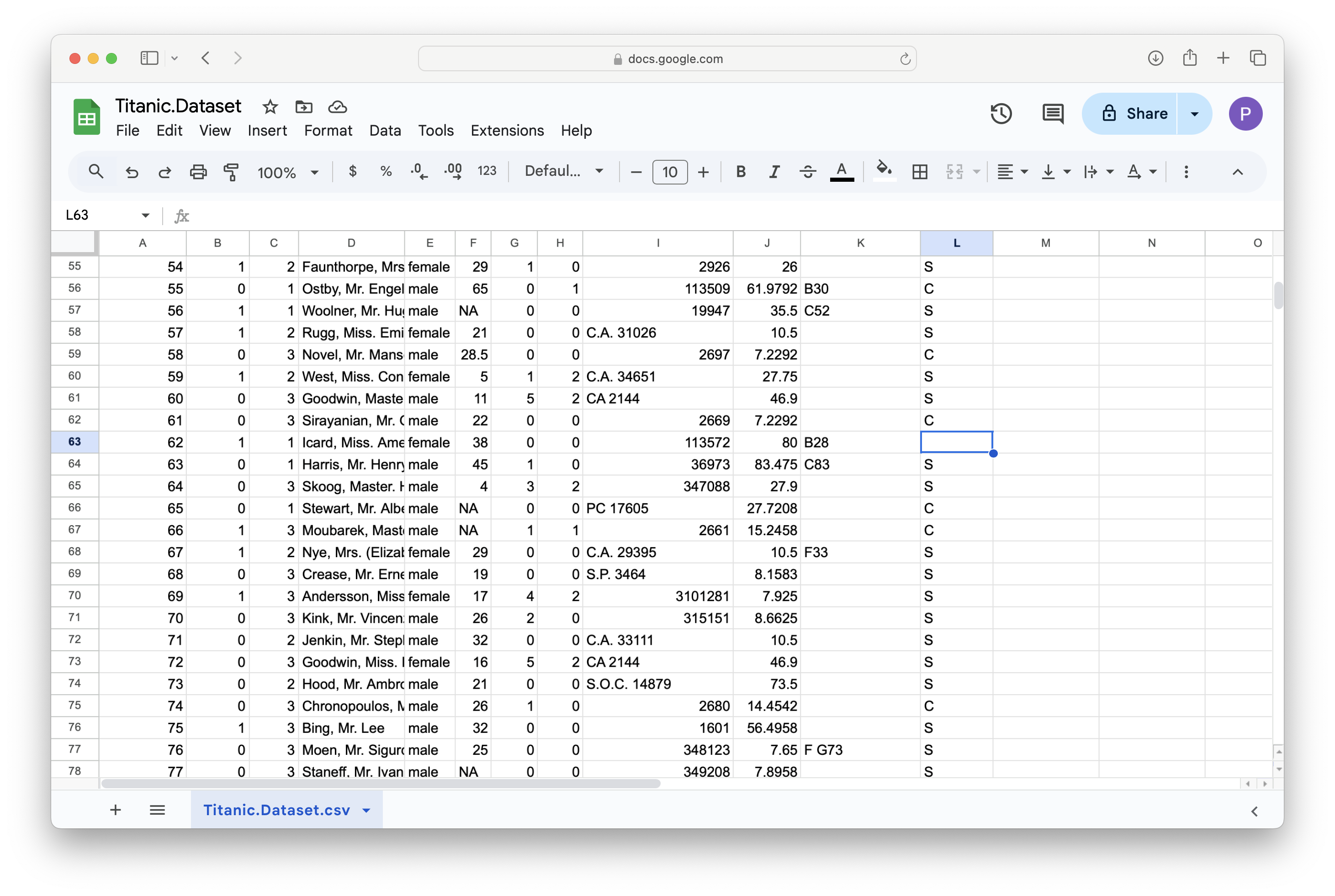 A Screenshot showing How to Clean up `Titanic.Dataset`