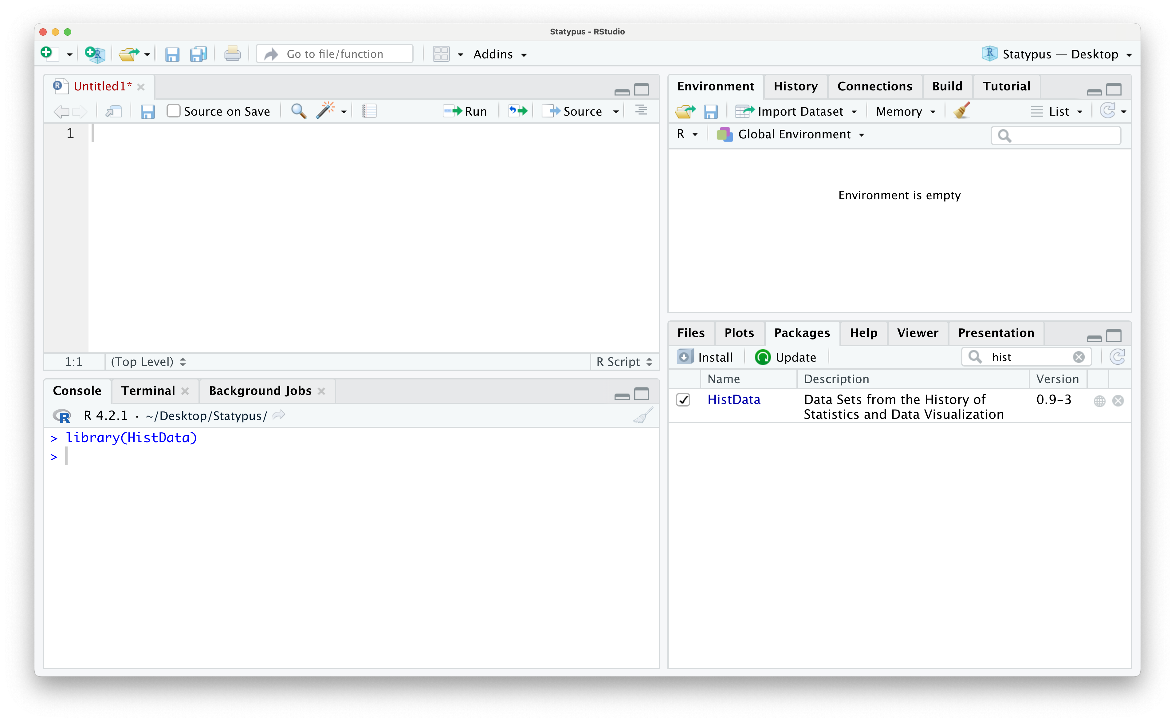 Using the Packages tab