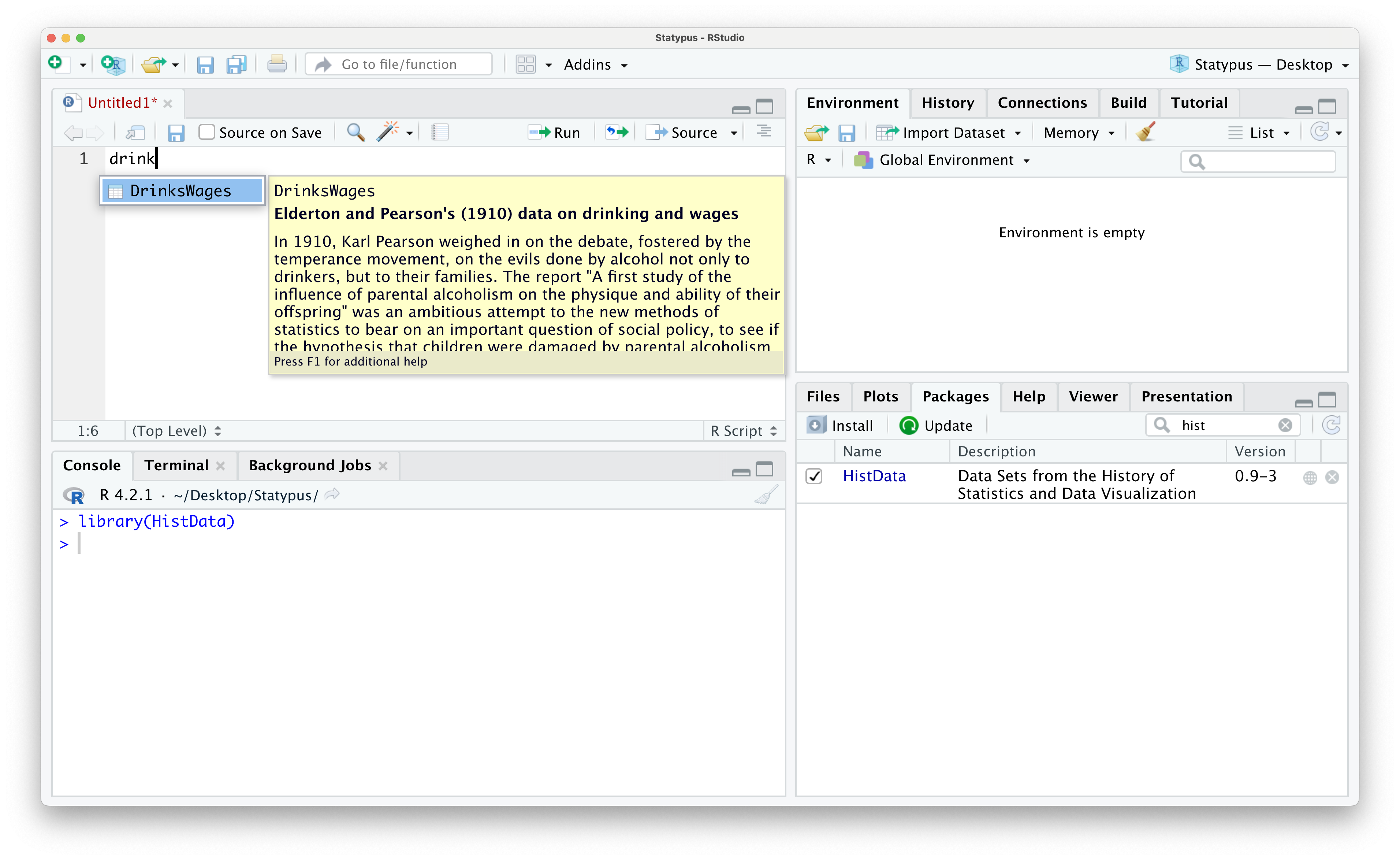 Using the Packages tab