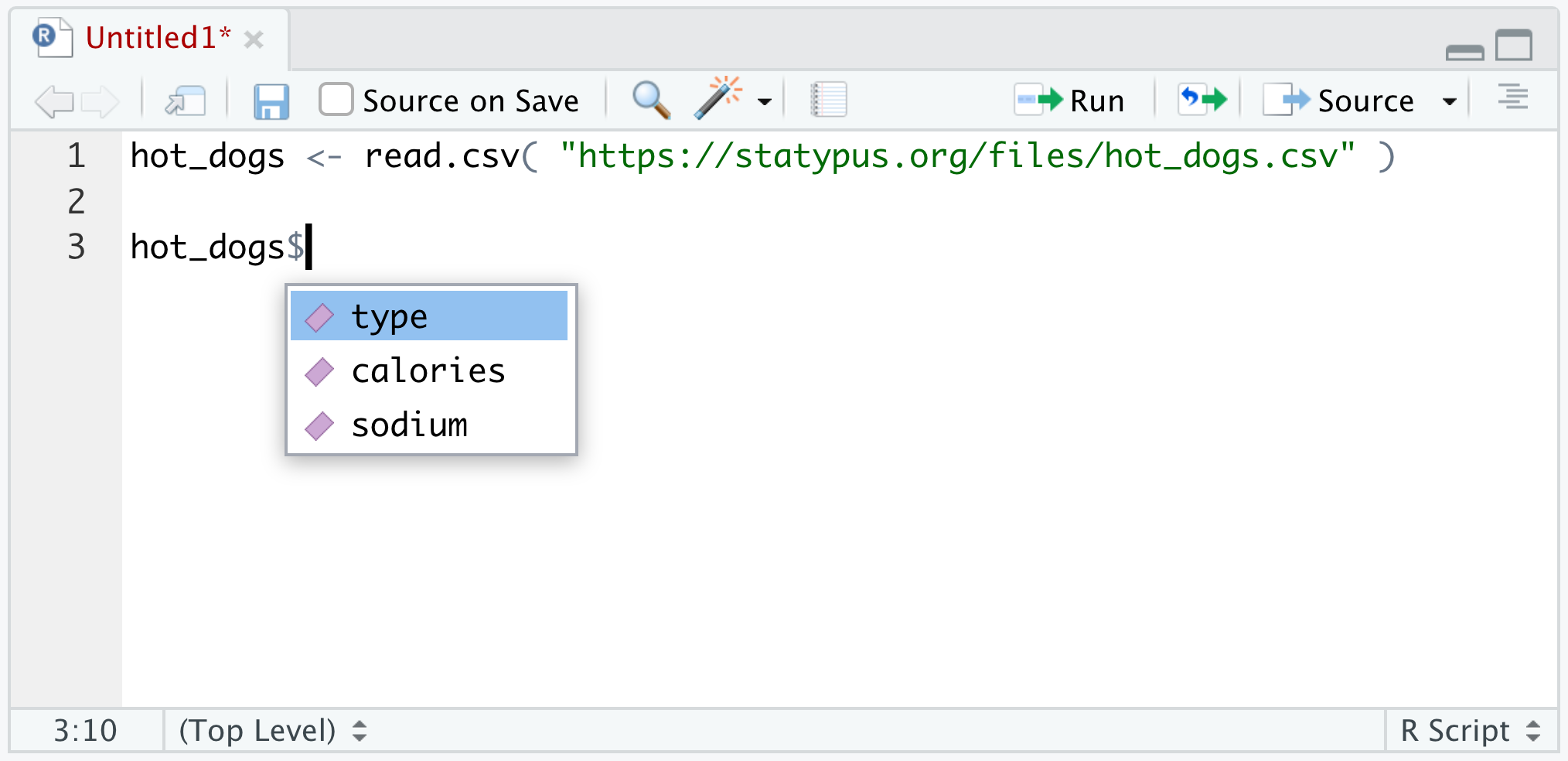 Using the dollar sign operator
