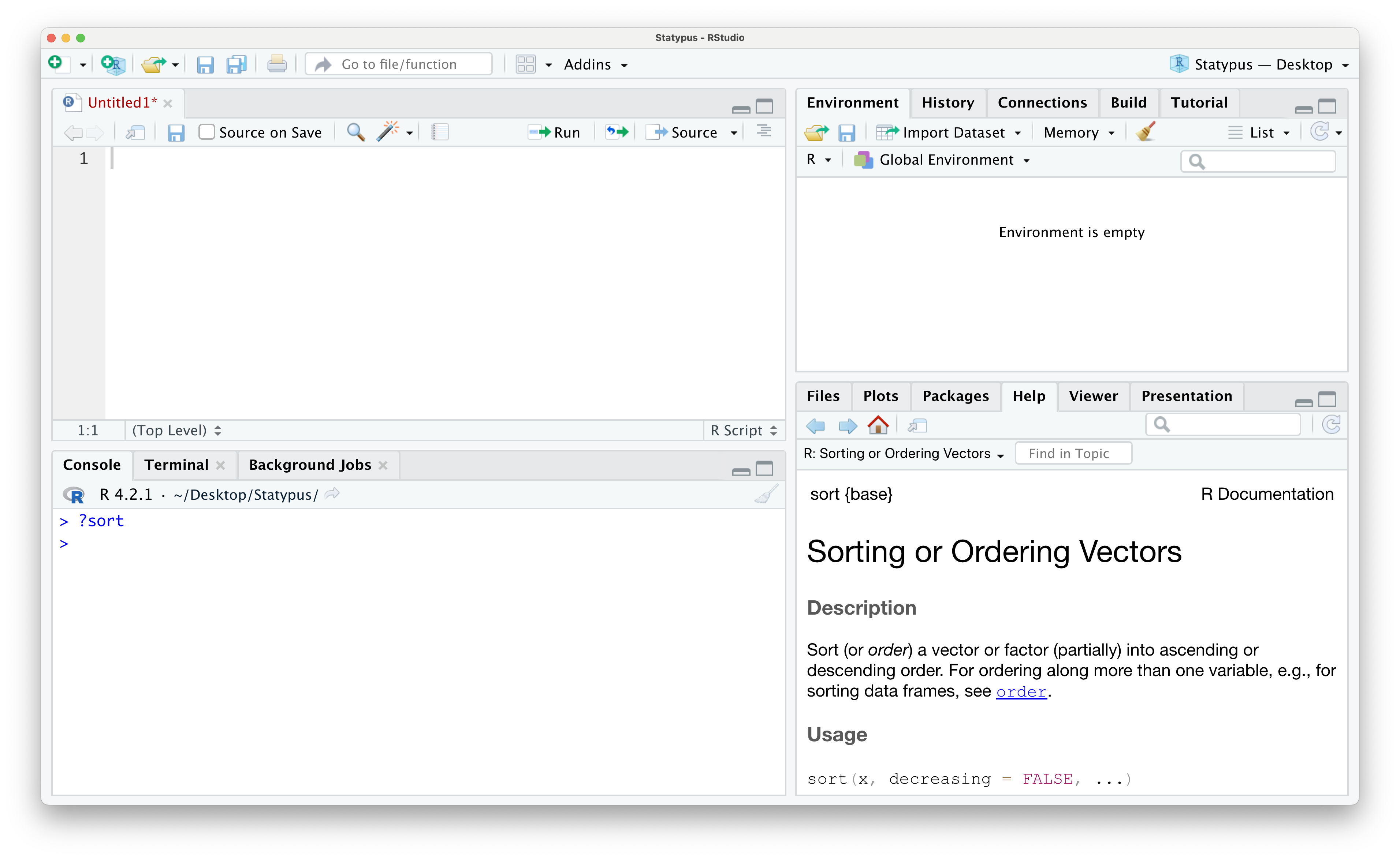The help file of `sort()`